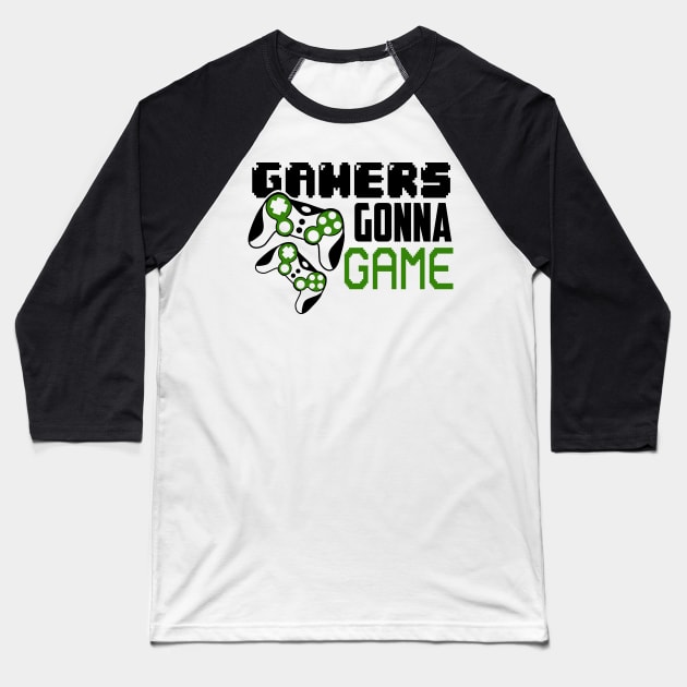 Gamers gonna game Baseball T-Shirt by Peach Lily Rainbow